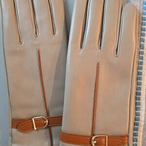 Sheepskin Leather Gloves Beige- NEW